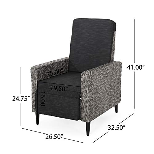 Christopher Knight Home Murdock Outdoor Recliner with Cushion Wicker Mixed Black/Dark Gray Set of 2