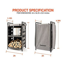 Solo Stove Station 4.4ft with UV Coated Cover Aluminum Firewood Rack for Fire Pits, Patio Logs, and Outdoor Tools Accessories, Flexible Wood Rack with Two Shelf Organization Log Rack, Grey