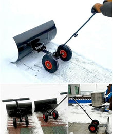 Efficient Snow Shovel w/Wheels Snow Shovel with Wheels for Driveway Doorway, Heavy Duty Efficient Rolling Snow Plow for Snow Removal,Adjustable Handle