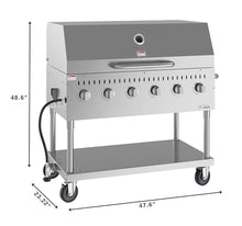 48 in. Commercial Outdoor Propane Gas Grill with Roll Dome Cover, ETL Listed in Stainless-Steel (CGKIT4-48D)