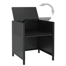 AJSEOYBS Outdoor Patio Set,Outdoor Garden Furniture,11 Piece Patio Dining Set Poly Rattan and Acacia Wood Black,for Deck, Patio, Garden, Poolside, Backyard