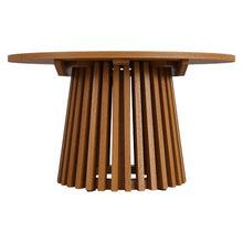 Modway Lane 31 Inch Teak Wood Outdoor Round Coffee Table in Natural – Slatted Patio Table with Pedestal Base for Patio, Balcony, Deck, Backyard, Terrace Or Sunroom