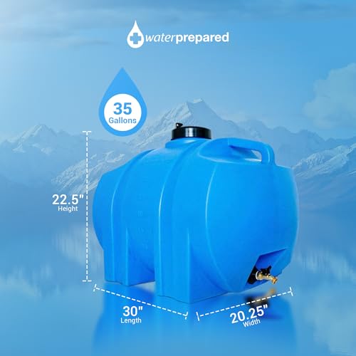 WaterPrepared 3 Pack Portable Water Tank 35 Gallon Blue