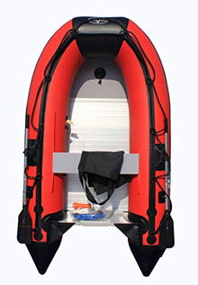 Boatify 8.9 ft Inflatable Dinghy Pontoon Boat with Aluminum Floor Red