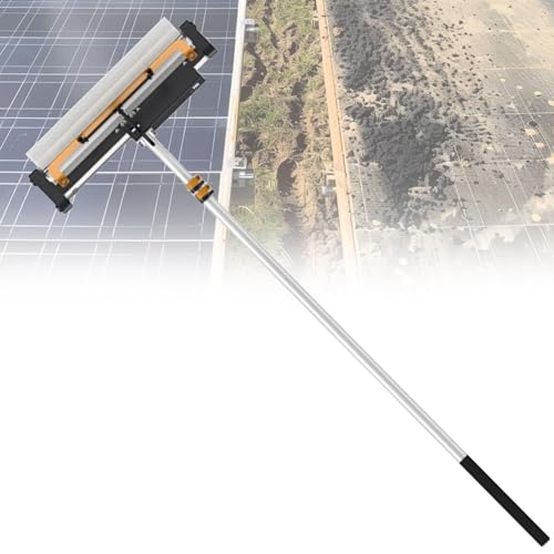 iumLeap Automatic Water Fed Pole Kit, with 7.5m Adjustable Pole, Electric Solar Panel Cleaning Roller Brush, Brushless Motor Cleaning Brush, for Dry Cleaning No Water(Battery)
