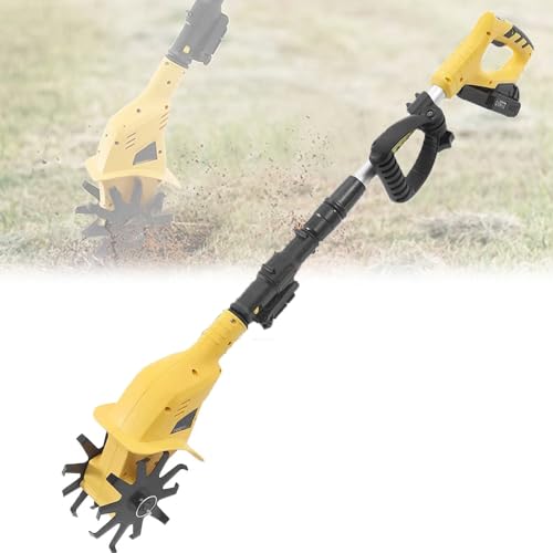 MiBoce Cordless Garden Rotavator, Retractable Handheld Rototillers, Telescopic Length 20cm, Working Width 10cm, Working Depth 17cm, for Garden, Vegetable Plots