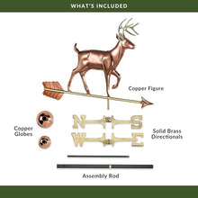 Good Directions White Tail Buck / Deer Weathervane, Pure Copper, Rooftop, Roof Décor, Wildlife
