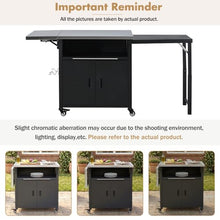Portable BBQ Grill Cart, Outdoor Kitchen Island, Folding Prep Station with Trash Rack, Versatile Dining Cart, Ample Storage Space for Backyard and Patio Use, Perfect for Picnic and Family Gatherings