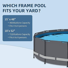 BlueBay Above Ground Swimming Pool Set 15ft x 48in with 1000 GPH Filter Pump, Cover, Ladder, Maintenance Kit Gray Frame