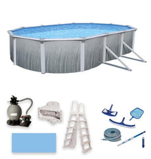 Blue Wave Martinique Oval Swimming Pool Package Metallic