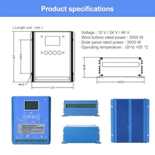 pealiritansemen 3000 W Solar & Wind Energy MPPT Controller, Photovoltaic/Battery Dual Power Supply, LCD Widescreen Display, Support 3 Load Modes, for Street Lamp,48V
