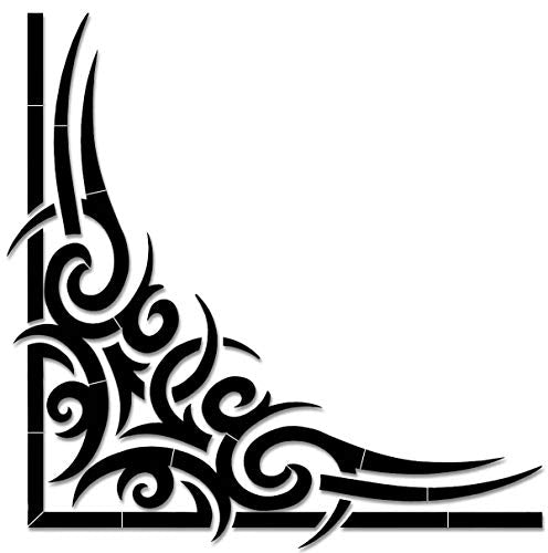 Custom Mosaics, Inc. Tribal Corner Scroll Porcelain Pool Mosaic 42" x 30" Black