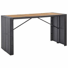 RJPLMFV 9 Piece Patio Bar Set Poly Rattan and Acacia Wood Black