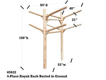 Log Kayak Rack 4 Place Buried in Ground Kayak and Canoe Rack Canyon Brown