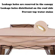 RWGOVLU Folding Backyard Gazebo,Pop Up Gazebo,Metal Patio Garden Gazebo Pergola Tent,Gazebo with Nettings and Curtains,Easy Installation (Khaki)