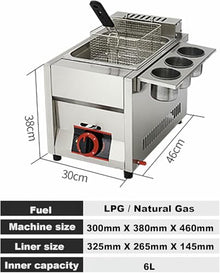 Commercial Gas Fryer, 22L Large Capacity Dual Fryer, Stainless Steel, With Removable Baskets, Adjustable Firepower, Easy Clean
