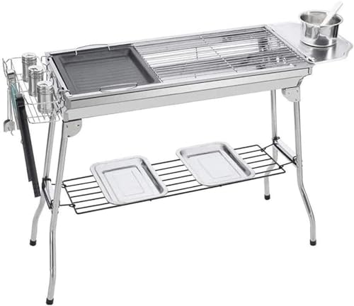 BBQ Grill Outdoor Portable BBQ Charcoal Grill, Smoker Barbecue Folded Stainless Steel Grills for Outdoor Cooking Camping Hiking Picnics