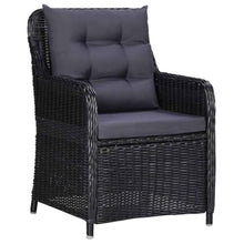 LPERTGFHU 11 Piece Patio Dining Set with Poly Rattan Chairs and Sunloungers, Outdoor Furniture Set with Acacia Wood Table, Black