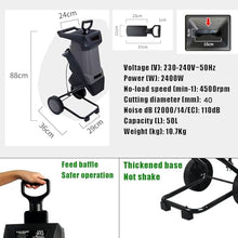 JOSBY 4500rpm Portable Wood Chipper, 2400W Garden Leaf Shredder with 50L Collection Bag&30m Power Cord, 110V/220V Electric Branch Crusher, Overload Protection Switch&Safety Knob, for Courtyard, Park