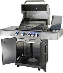 MCP Island Grills Stainless Steel Propane or Natural Gas BBQ Grill, with 5 Burners, Rotisserie, Side Burner, and Free Protective Cover