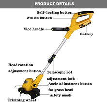 Electric Grass Cutter Household Adjustable Grass Trimmer Lithium Battery String Trimmer Rechargeable Electric Weeder 20V/2.0Ah (Battery : Battery*1) (Battery*2)
