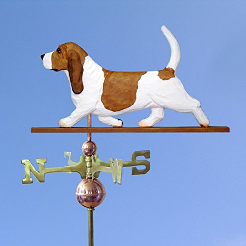 Basset Hound Hand Carved & Painted Weathervane Red/White 32 Inch