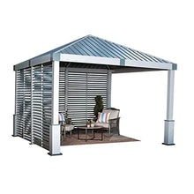 Sojag Outdoor 12' x 12' Nanda Louver Wall Hardtop Gazebo Sun Shelter Gray