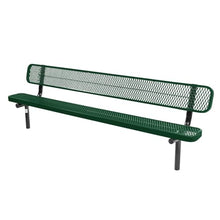 COATEDOUTDOORFURNITURE Bench, Green, Expanded, 8Ft, with Back, Inground