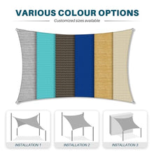 Coarbor 37'x38' Reinforced Wire Sun Shade Sail Rectangle Heavy Duty Strengthen Canopy Cover with A Ring Steel Cable Wire for Patio Backyard Deck Yard Garden Pergola Porch, Blue