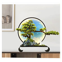 Fake Plants 17 Inches Artificial Bonsai Tree,LED Warm Light Ring Faux Ornaments,Fake Tree for Decoration Desktop Display（with Cleaning Brush） Bonsai Tree (Color : 1)