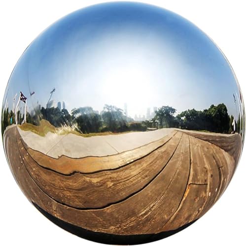mirror finish garden ball,gazing balls, 201 Seamless Mirror Hollow Balls,Garden Reflective Gazing Globe,for Outdoor Garden Decorations Smooth Ball(Diameter 20cm) (Color : Silver) ( Color : Silver , S