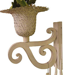 MY SWANKY HOME Ornate White Iron Scroll Wall Mounted Planter Flower Urn Bracket Outdoor Metal