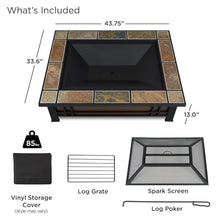 Woodlake 43 Inch Rectangular Steel Wood Burning Fire Pit in Black By Lakeview Outdoor Designs