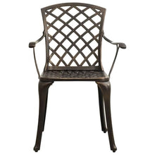 KUPTYERFG 5 Piece Cast Aluminum Patio Bistro Set, Bronze Outdoor Dining Table and 4 Chairs Furniture Set with Umbrella Hole for Backyard, Garden, Deck and Balcony