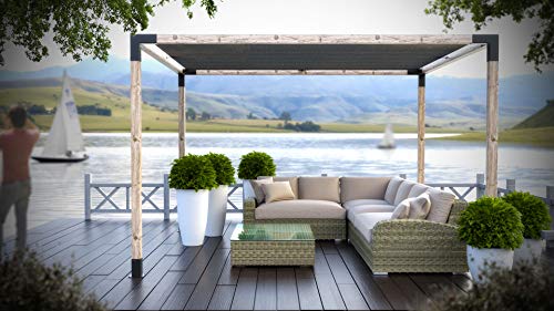 TOJAGRID Pergola Kit with Shade Sail for 4x4 Wood Posts 10x12 Black