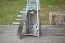 91" Tall Glass Tube Outdoor Patio Heater, 49000BTU, Stainless Steel, Wheels Included, Regulator and Hose Included