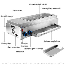 NUHSLF Smokeless Commercial Grill, Large Capacity Gas/Electric Dual Purpose Grill, Stainless Steel Portable Outdoor Picnic Grill,18cm (Size_Name 18cm)