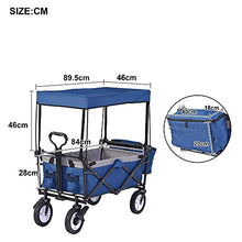 LIPJIA Shopping Trolley,Folding Camping Cart, Portable Garden with 4 Wheels, Romovable Canopy, Collapsible Garden Pull Wagon Hand Outdoor Utility Garden Wheelbarrow Garden Car