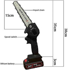 Mini Chainsaw, Electric Chainsaw,6 Inch Cordless Saw The Battery-Operated Mini Wood Cutter with 2 Rechargeable Battery for Garden and Outdoor(Black,1 battery)
