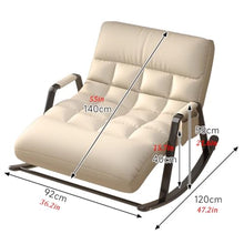 Upholstered Rocking Chair, Double Rocker Chair with Side Pocket, Modern Chair with Backrest, Armchair with Foot Lever, Bearing Capacity 250KG, for Bedroom, Living Room，Orange Black Frame