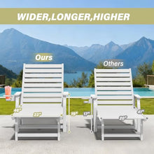 Tioline Pool Lounge Chairs Set of 4,HDPE Patio Lounge Chair Outdoor White