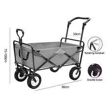 Laundry Trolley Handcart, Folding Garden Trolley Cart Heavy Duty Wagon Multi-Function Shopping Cart Load 80Kg