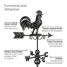 Good Directions 26" Square Coventry Vinyl Cupola with Black Aluminum Roof and Rooster Weathervane Vinyl/Black