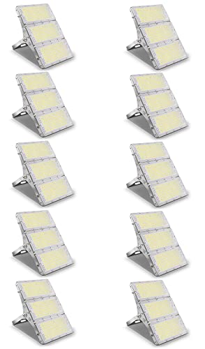 Viugreum 300W Flood Lights Outdoor, 24000LM Super Bright LED Work Light, 6000K Daylight White LED Flood Light Outdoor, IP65 Waterproof Security Lights for Garage, Yard, Lawn, Garden, Stadium - 10 Pack
