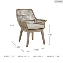 Signature Design by Ashley Beach Front Casual Outdoor Arm Chair with All-Weather Cushion, Set of 2, Resin Wicker with Aluminum Frame, 18.5" Seat Height, Beige