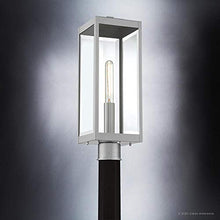 Urban Ambiance Luxury Modern Farmhouse Outdoor Post/Pier Light, Large Size: 20.5" H x 7" W, with Industrial Style Elements, Stainless Steel Finish, UQL1363, Quincy Collection