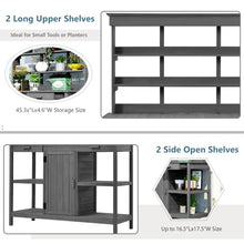 Sturdy Outdoor Garden Potting Bench with Storage Drawers and Open Shelving for Soil, Tools, and Supplies (Gray + Solid Wood + Wood)