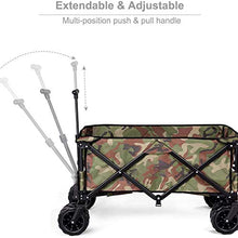 Collapsible Wagon Cart, 4 Wheel Folding Utility Garden Lawn Outdoor Camping Cart Heavy Duty Steel Frame Utility Trolley with Push Bar (B) (B)