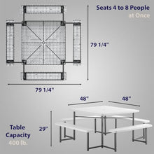 SunSierra 48" Commercial Picnic Table for Schools, Parks & Restaurants – Heavy-Duty Outdoor Table with Attached Benches, Steel Frame & Umbrella Hole – Weather-Resistant Polyethylene