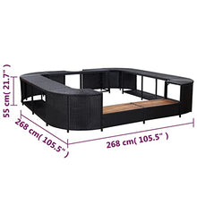 vidaXL Square Spa Surround Black 105.5"x105.5"x21.7" Poly Rattan